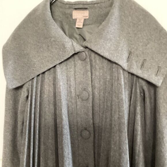 H&M Sz 12 Gray swing coat, cape, pleated, wool - Picture 7 of 11